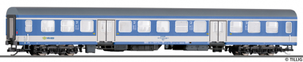 [Osobní vozy] → [Rychlíkové] → [typ Halberstadt] → 12602: osobní vůz modrý s šedou střechou a bílým pásem 2. tř.
