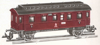 [Osobní vozy] → [Spěšné a osobní] → [2-osé pruské] → 3121: červený s černou střechou 3. tř.