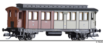 [Osobní vozy] → [Spěšné a osobní] → [2-osé pruské] → 13122: osobní vůz červený-šedý s černou střechou 3./4. tř.