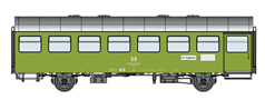 [Osobní vozy] → [Spěšné a osobní] → [2-osé a 3-osé rekonstruované] → 37704: osobní rekonstruovaný vůz zelený s šedou střechou