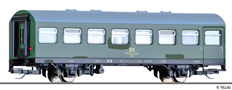 [Osobní vozy] → [Spěšné a osobní] → [2-osé a 3-osé rekonstruované] → 501629: rekonstruovaný osobní vůz zelený s šedou střechou a záplatami