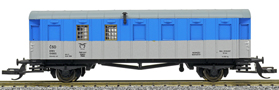 [Osobní vozy] → [Spěšné a osobní] → [2-osé typ Be/Bi a Ce/Ci] → : dílenský vůz modrý-stříbrný s šedou střechou „Elektrizace železnic“