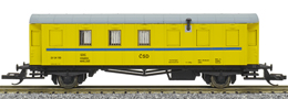 [Osobní vozy] → [Spěšné a osobní] → [2-osé typ Be/Bi a Ce/Ci] → : dílenský vůz žlutý modrým proužkem a šedou střechou