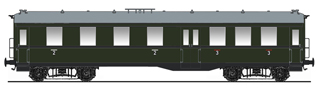 [Osobní vozy] → [Spěšné a osobní] → [4-osé „Altenberg“] → 120007: osobní vůz zelený s šedou střechou 2./3. tř.
