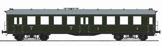 [Osobní vozy] → [Spěšné a osobní] → [4-osé „Altenberg“] → 120009: osobní vůz zelený s šedou střechou 3. tř.