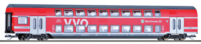 [Osobní vozy] → [Patrové] → [4-osé] → 01787 E: patrový vůz červený s šedou střechou „VVO“