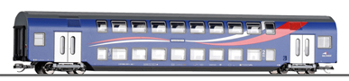 [Osobní vozy] → [Patrové] → [4-osé] → 01065 E: patrový vůz modrý s šedou střechou 2. tř.
