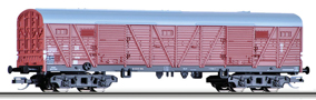 [Nákladní vozy] → [Kryté] → [4-osé kryté Bromberg] → 01441 E: krytý nákladní vůz červenohnědý s šedou střechou