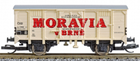 [Nákladní vozy] → [Kryté] → [2-osé s nízkou střechou G10] → : krytý nákladní vůz krémový s šedou střechou „Moravia“