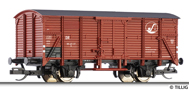 [Nákladní vozy] → [Kryté] → [2-osé s nízkou střechou G10] → 501276: krytý nákladní vůz červenohnědý s černou střechou „VEB Hebezeugwerk Sebnitz“