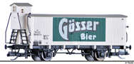 [Nákladní vozy] → [Kryté] → [2-osé s nízkou střechou G10] → 17393: chladicí vůz bílý s šedou střechou „Gösser Bier“