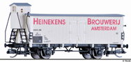 [Nákladní vozy] → [Kryté] → [2-osé s nízkou střechou G10] → 17395: chladicí vůz bílý s šedou střechou „Heinekens Brouwerij Amsterdam“