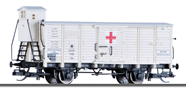 [Nákladní vozy] → [Kryté] → [2-osé s nízkou střechou] → 01786 E: krytý nákladní vůz bílý s šedou střechou z lazaretního vlaku „Vereins-Lazarettzug“