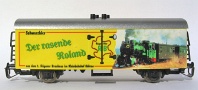 [Nákladní vozy] → [Kryté] → [2-osé chladicí, pivní a reklamní] → TB-1065: žlutý se stříbrnou střechou ″Der rasende Roland″ (Rügen Bierwagen)