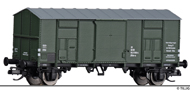 [Nákladní vozy] → [Kryté] → [2-osé F] → 14884: krytý nákladní vůz zelený s šedou střechou do pracovního vlaku