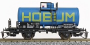 [Nákladní vozy] → [Cisternové] → [2-osé R (JATT)] → 01458: modrá se žlutým nápisem ″HOBUM″