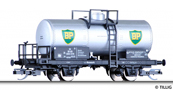 [Nákladní vozy] → [Cisternové] → [2-osé R (JATT)] → 95841: stříbrná s černým rámem a pojezdem „BP“
