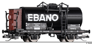 [Nákladní vozy] → [Cisternové] → [2-osé R (JATT)] → 95771: kotlový vůz černý s brzdařskou budkou „EBANO“