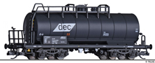 [Nákladní vozy] → [Cisternové] → [4-osé s lávkou Ra] → 17435: kotlový vůz černý s podélnou lávkou „DEC“