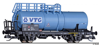 [Nákladní vozy] → [Cisternové] → [2-osé na chemikálie] → 14977: kotlový vůz modrý s logem „VTG“