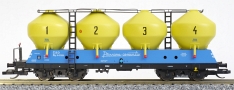 [Nákladní vozy] → [Samovýsypné] → [4-osé Uacs (Raj)] → : modrý se žlutými nádobami „Přeprava cementu“
