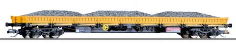 [Nákladní vozy] → [Nízkostěnné] → [4-osé Res] → 501908: nízkostěnný nákladní vůz žlutý do pracovního vlaku s nákladem štěrku