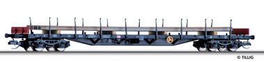 [Nákladní vozy] → [Nízkostěnné] → [4-osé plošinové Rgs] → 18107: nákladní plošinový vůz černý s nákladem kolejnic