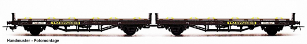 [Nákladní vozy] → [Nízkostěnné] → [Ostatní] → NW52206: dvojdílný plošinový nákladní vůz červenohnědý s držáky „Transwaggon“