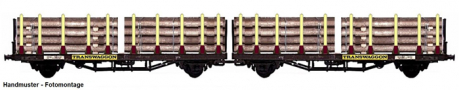 [Nákladní vozy] → [Nízkostěnné] → [Ostatní] → NW52209: dvojdílný plošinový nákladní vůz červenohnědý s nákladem dřeva