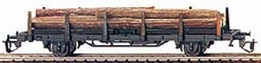 [Nákladní vozy] → [Nízkostěnné] → [2-osé Sm] → 14542: černý typ ″Augsburg″ ložený kulatinou