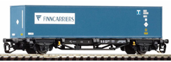 [Nákladní vozy] → [Nízkostěnné] → [2-osé kontejnerové Lgs 579] → 47713: černý s modrým kontejnerem „Finncarriers”