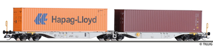 [Nákladní vozy] → [Nízkostěnné] → [6-osé Kombiwaggon] → 18060: dvoudílný kontejnerový vůz se dvěma kontejnery 40′