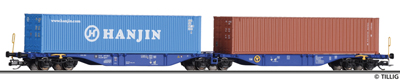[Nákladní vozy] → [Nízkostěnné] → [6-osé Kombiwaggon] → 18065: dvoudílný kontejnerový vůz se dvěma kontejnery 40′
