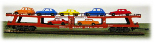 [Nákladní vozy] → [Speciální] → [Na přepravu aut] → 9343: červený pro přepravu aut, s nákladem automobilů