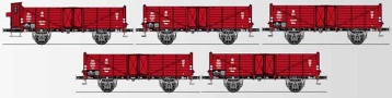 [Soupravy] → [Nákladní] → 500956: set pěti nákladních otevřených vozů Om
