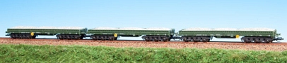 [Soupravy] → [Nákladní] → 20350: set tří zelených vozů do pracovního vlaku ložených stěrkem