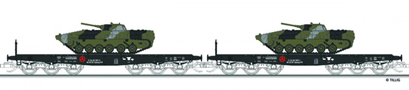 [Soupravy] → [Nákladní] → 01676: set dvou plošinových vozů s patinovanými BMP-1 „Militärtransport“