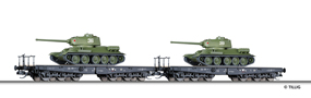 [Soupravy] → [Nákladní] → 01675: set dvou plošinových vozů s nákladem tanků T34/85