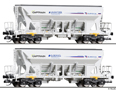 [Soupravy] → [Nákladní] → 01054: set dvou nákladních samovýsypných vozů s potiskem „Captrain/Eurovia“