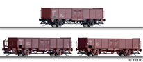 [Soupravy] → [Nákladní] → 01077 E: set tří otevřených nákladních vozů