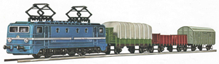 [Program ″Start″] → [Soupravy] → 1491: set elektrické lokomotivy a tří nákladních vozů