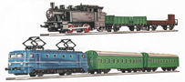 [Program ″Start″] → [Soupravy] → 1990: dvojitý set parní lokomotivy s osobním vlakem a elektrické lokomotivy 