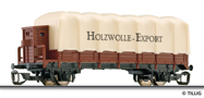[Program „Start“] → [Nákladní vozy] → 14649: nízkostěnný nákladní vůz červenohnědý s brzdařskou budkou a s plachou „Holzwolle-Export“