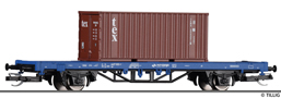 [Program „Start“] → [Nákladní vozy] → 17481: plošinový vůz modrý s nákladem 1x 20′ kontejneru „tex“