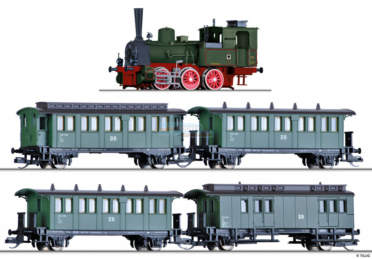 Set 4 osobních vozů s lokomotivou 