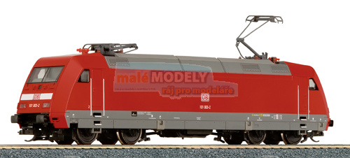 Elektrická lokomotiva BR 101 - červená se šedým rámem a střechou 