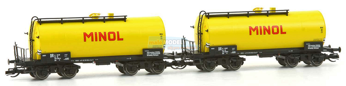 Set 2 cisternových vozů MINOL, žlutá