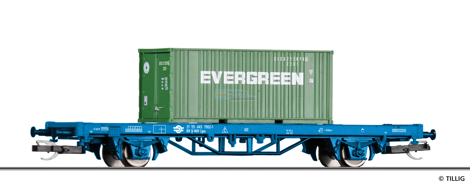 START-Containertragwagen Lgs der MAV, beladen mit einem 20‘ Container, Ep. VI