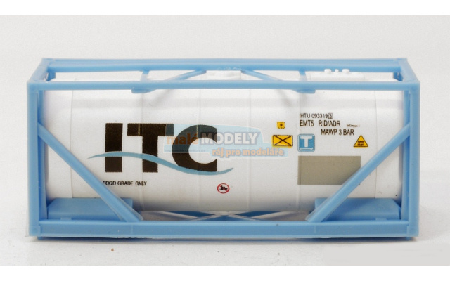 kontejner ITC - bílý ve světle modré (velký černý POPIS)